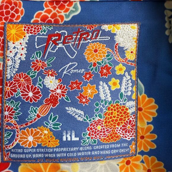 Retro Rifle Romeo Shirt Men’s XL Multicolor Floral Guns Hawaiian  SS - Picture 5 of 9